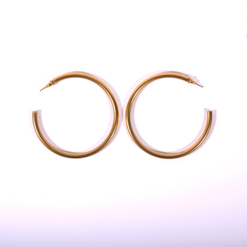 18K Gold-Plated Hoop Earrings | Stainless Steel | Brand New
